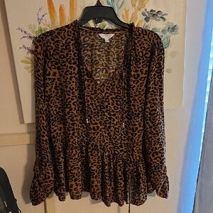 Time and Tru Animal Print Peplum Blouse
